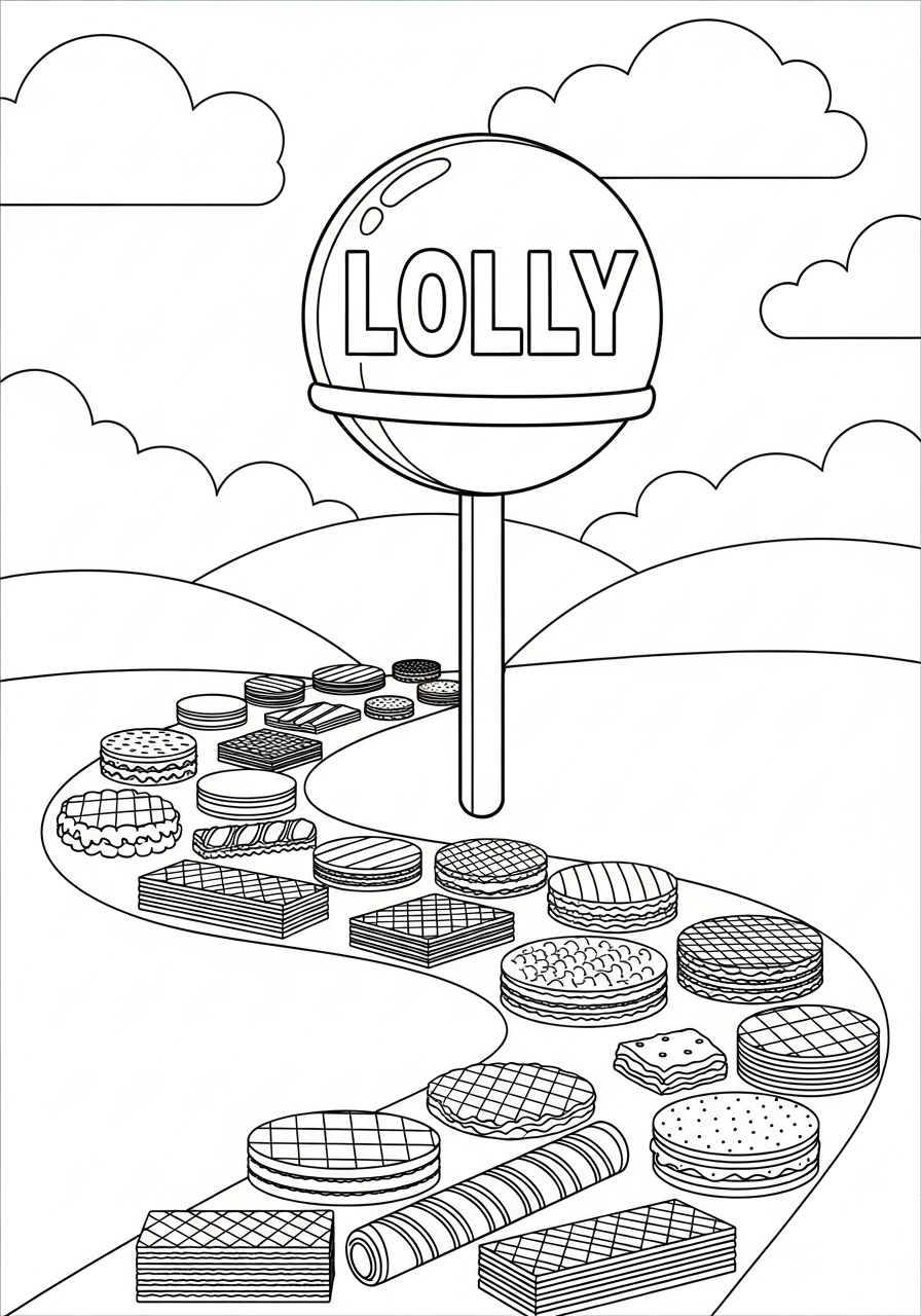 Lollipop Coloring Pages 34 Wafer road to giant lollipop coloring page