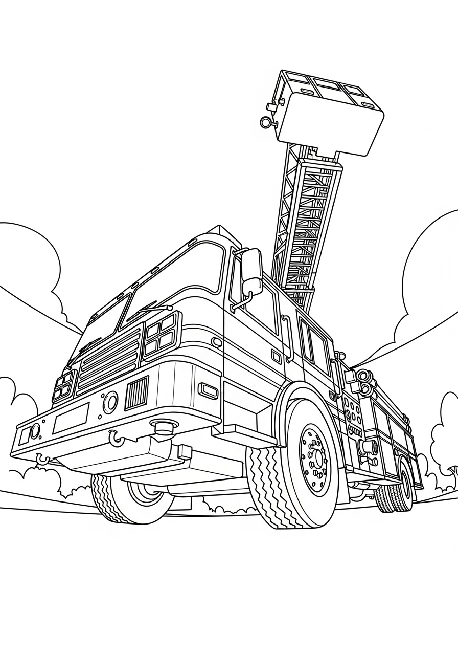 Fire Truck Coloring Pages 28 Wide angle fisheye fire truck coloring page