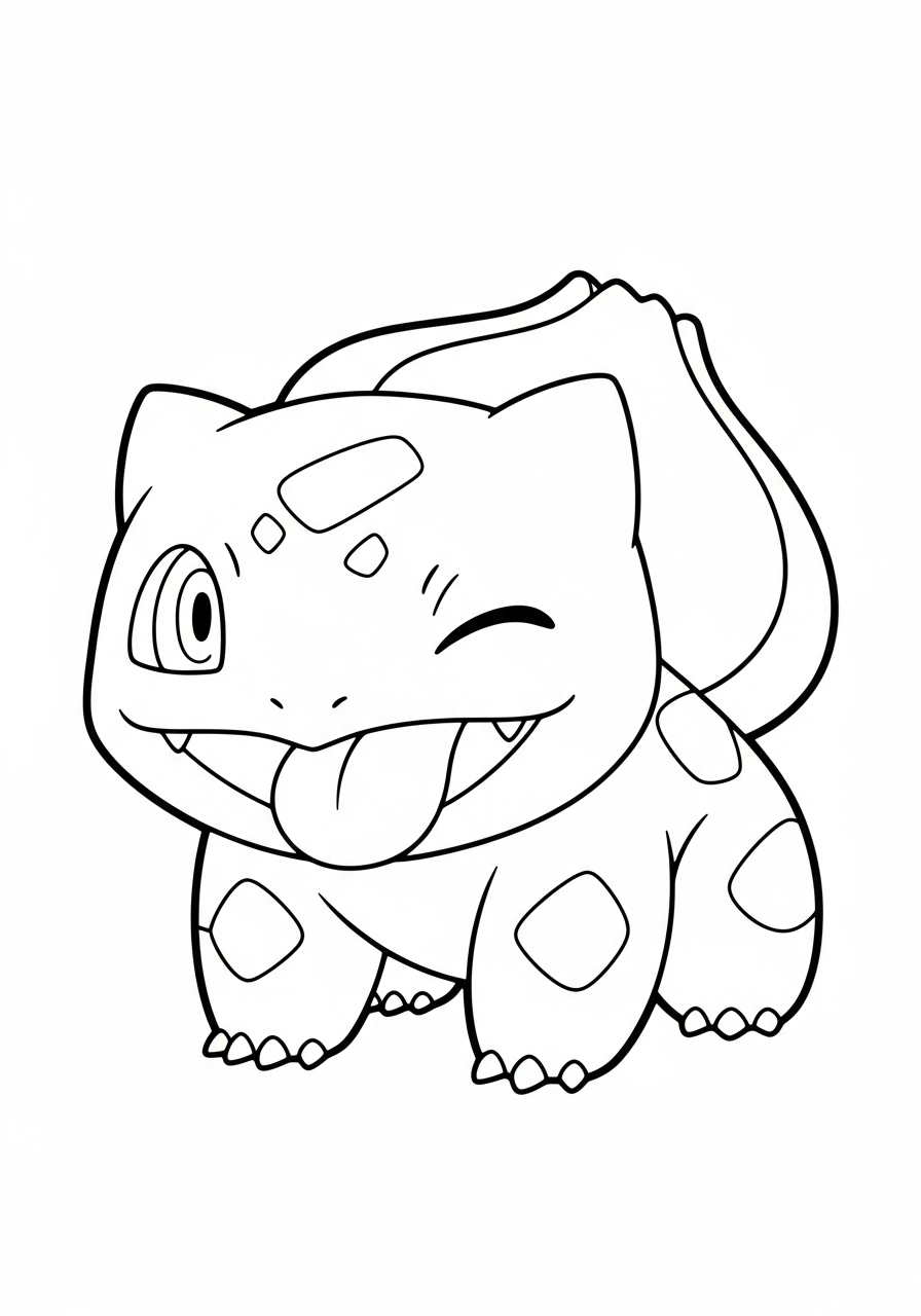 Bulbasaur Coloring Pages 29 Winking kawaii Bulbasaur face coloring page
