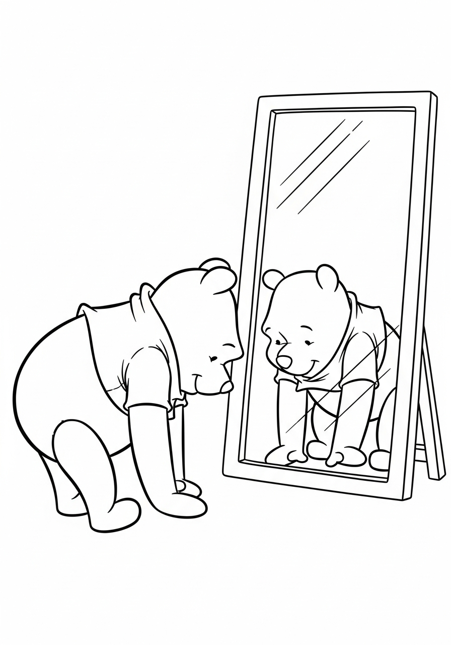 Winnie the Pooh doing morning exercise coloring page