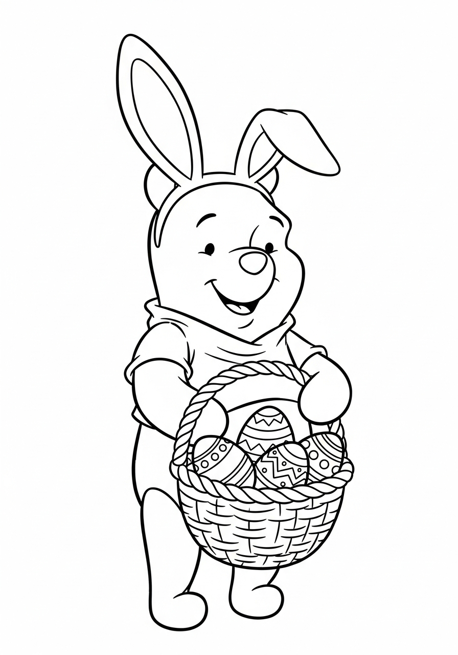 Winnie the Pooh with Easter eggs coloring page