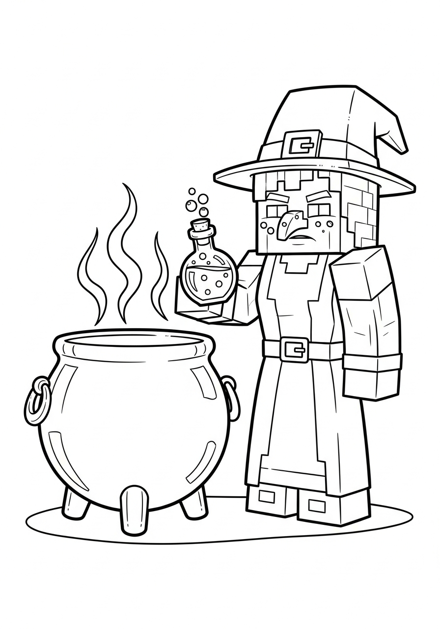 Minecraft Coloring Pages 25 Witch with potion Minecraft coloring page
