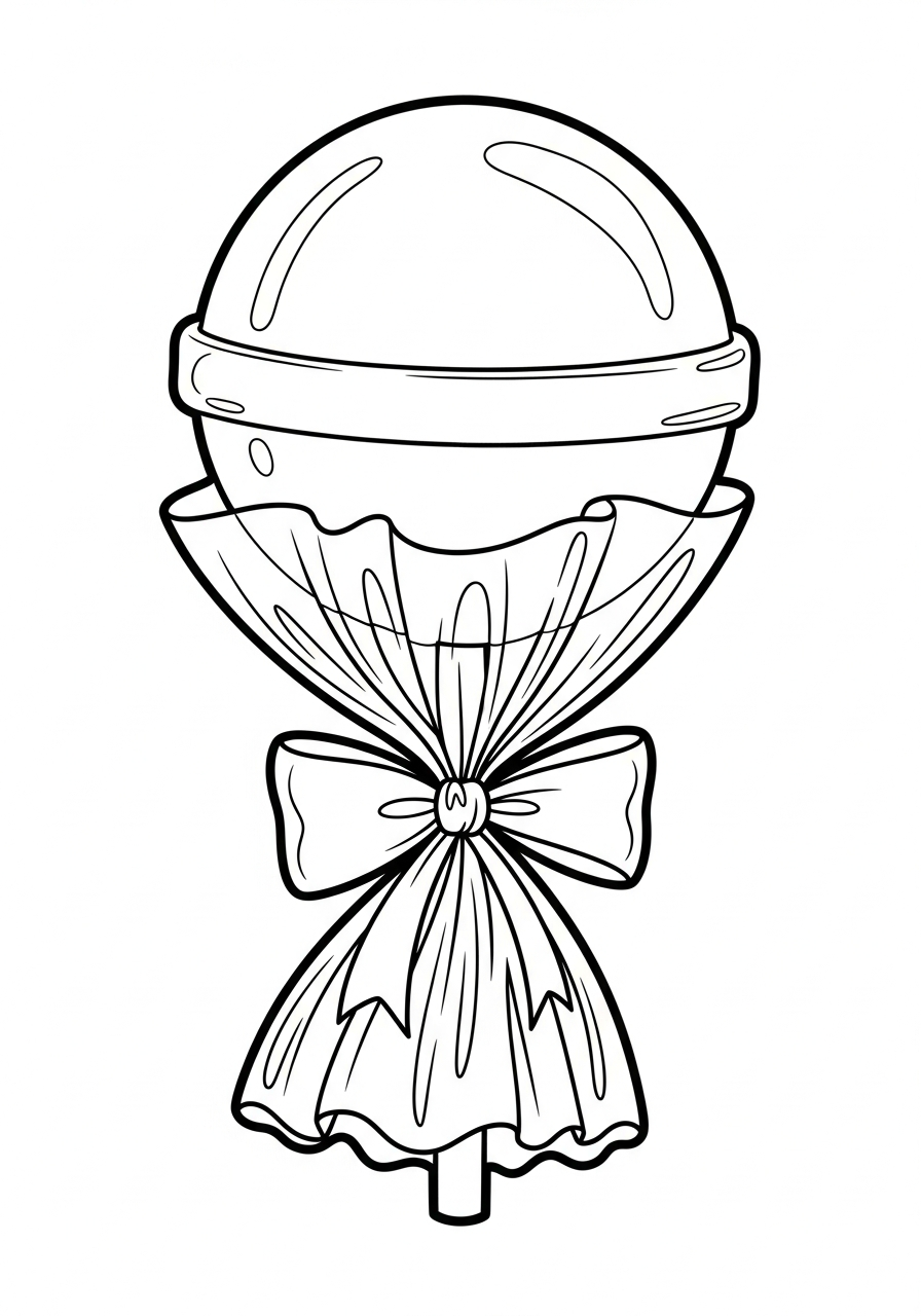 Lollipop Coloring Pages 35 Wrapped candy with bow lollipop coloring page