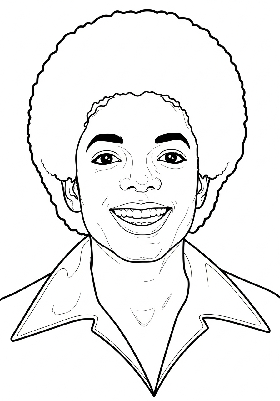 Michael Jackson Coloring Pages 31 Young Michael Jackson smiling afro coloring page