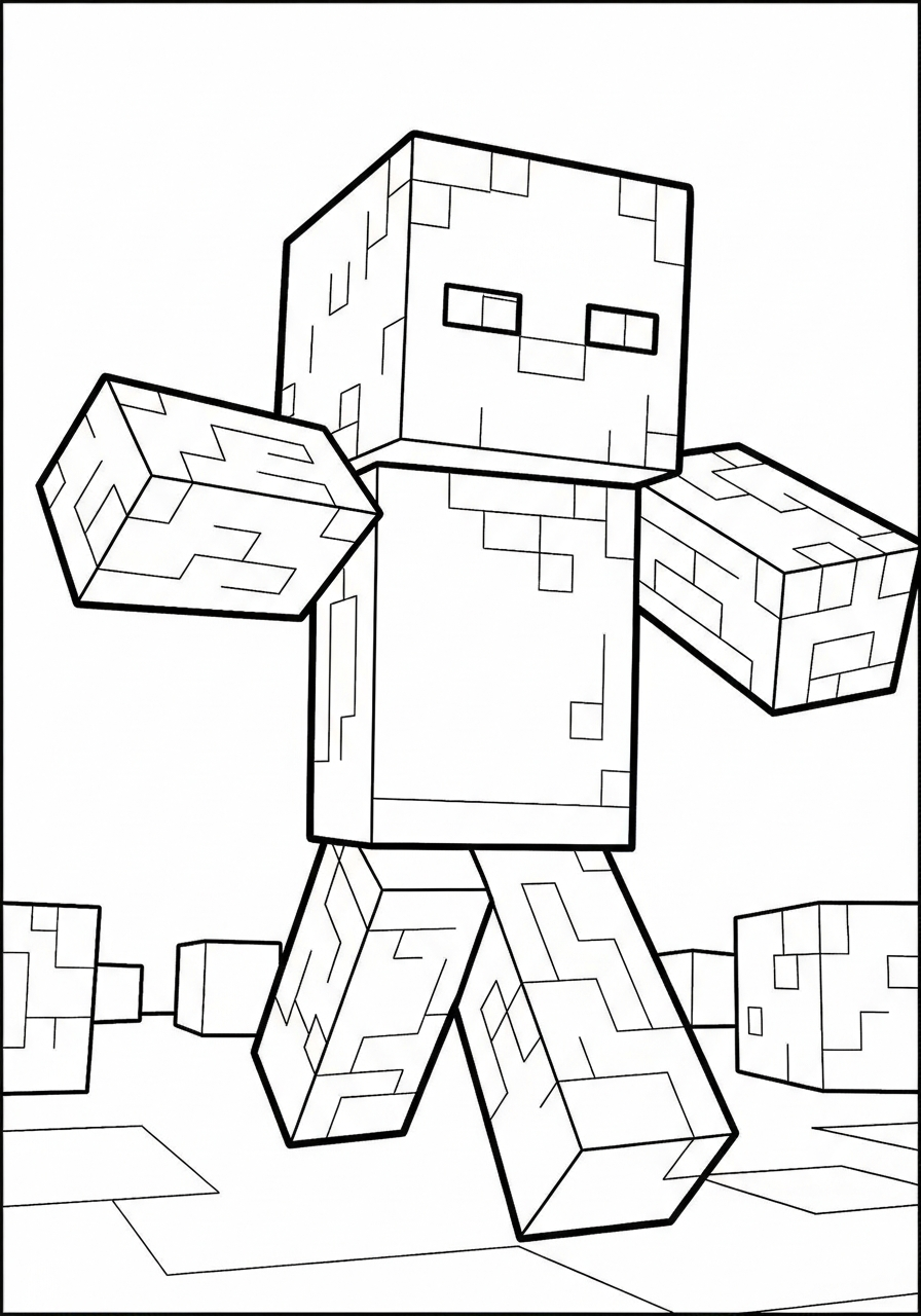 Minecraft Coloring Pages 28 Zombie walking forward Minecraft coloring page