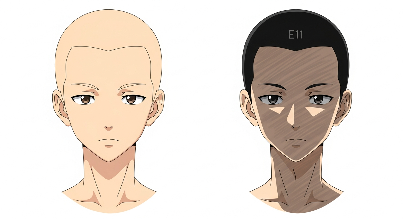 How to Color Anime Skin Tones: A Step-by-Step Guide for Beginners 3 Before and after shading on anime face and neck
