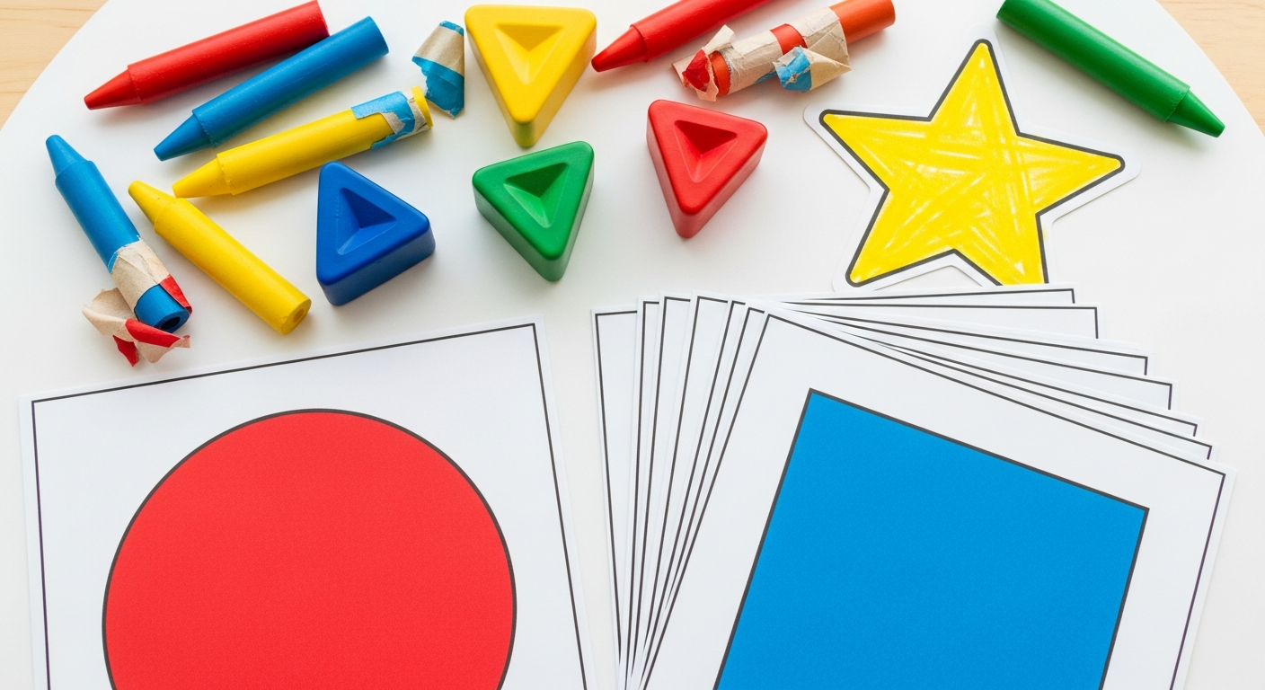 Why Coloring Builds Fine Motor Skills for Toddlers 3 Set of toddler-friendly crayons and simple shape coloring pages for hand strength