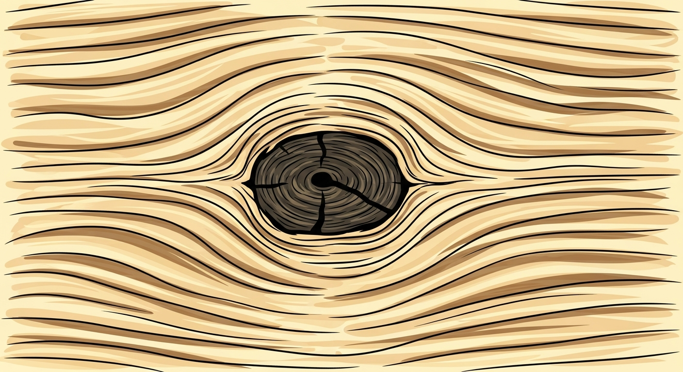 How to Color Realistic Wood Grain: Easy Step-by-Step Guide 3 Drawing wood grain lines flowing around a knot.