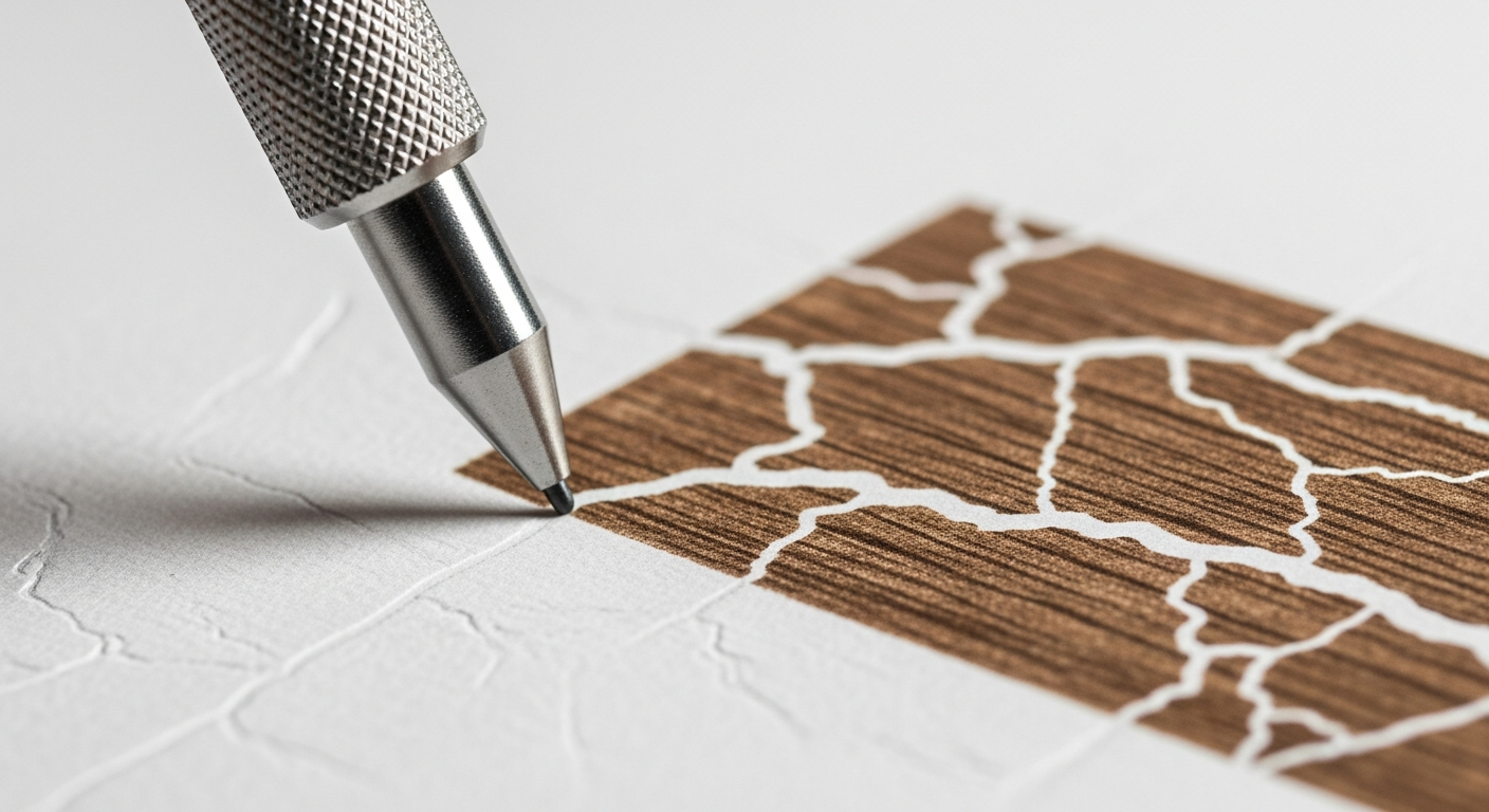 How to Color Realistic Wood Grain: Easy Step-by-Step Guide 2 Indenting paper with a stylus to create realistic wood cracks.