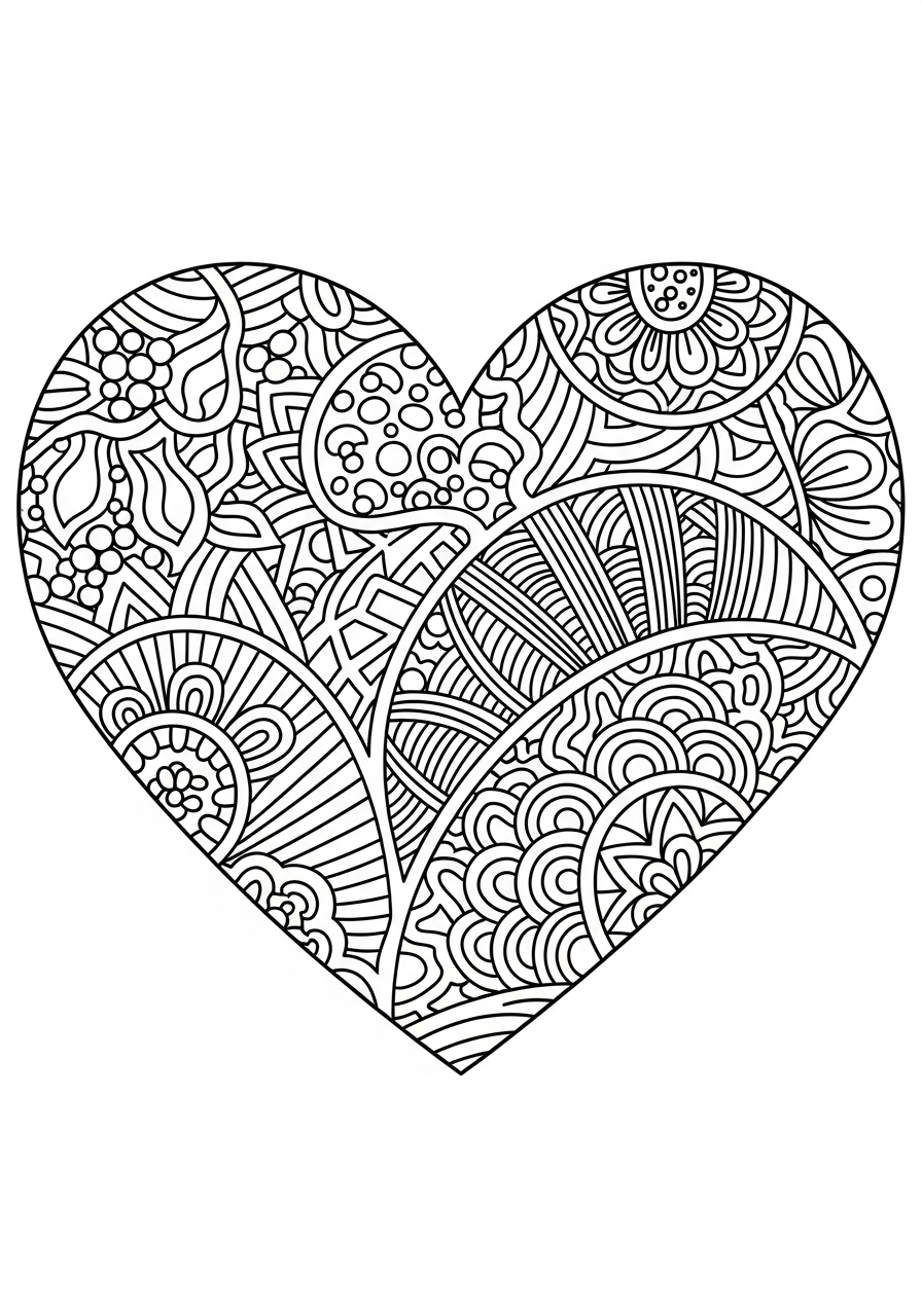 Valentine's Day Coloring Pages 2 Abstract zentangle heart pattern valentine coloring page