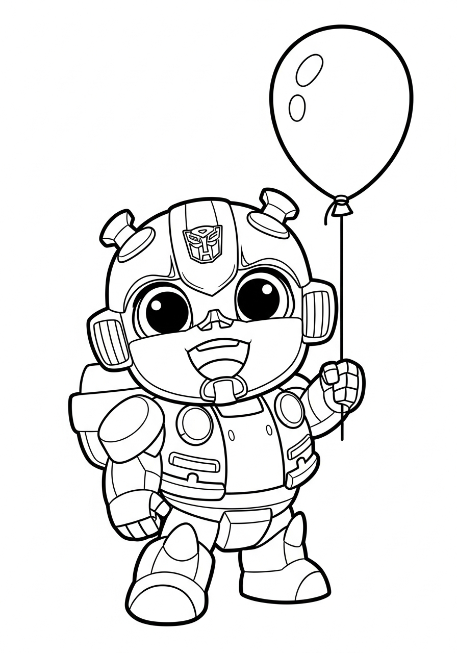 Adorable baby bumblebee holding balloon coloring page