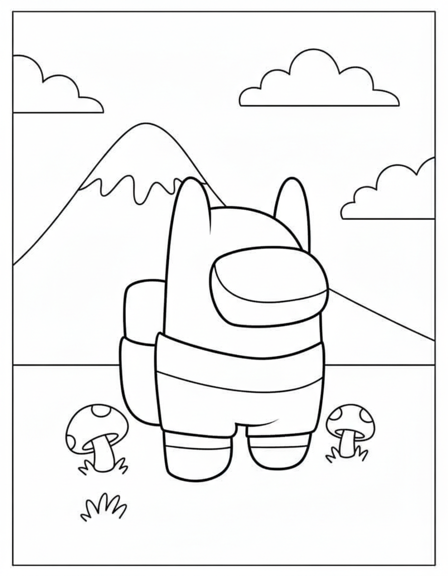 Adventure Time Finn skin Among Us coloring page