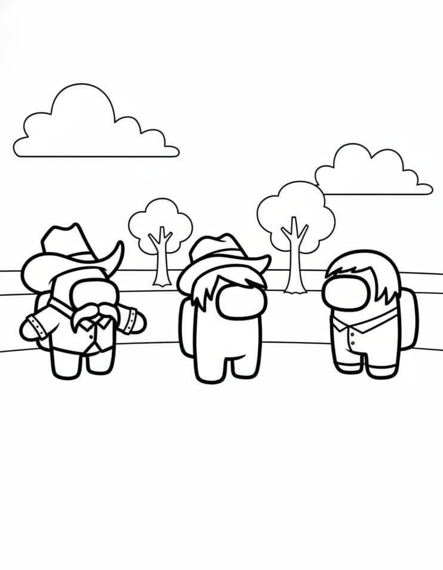 Airship clan skins Among Us coloring page