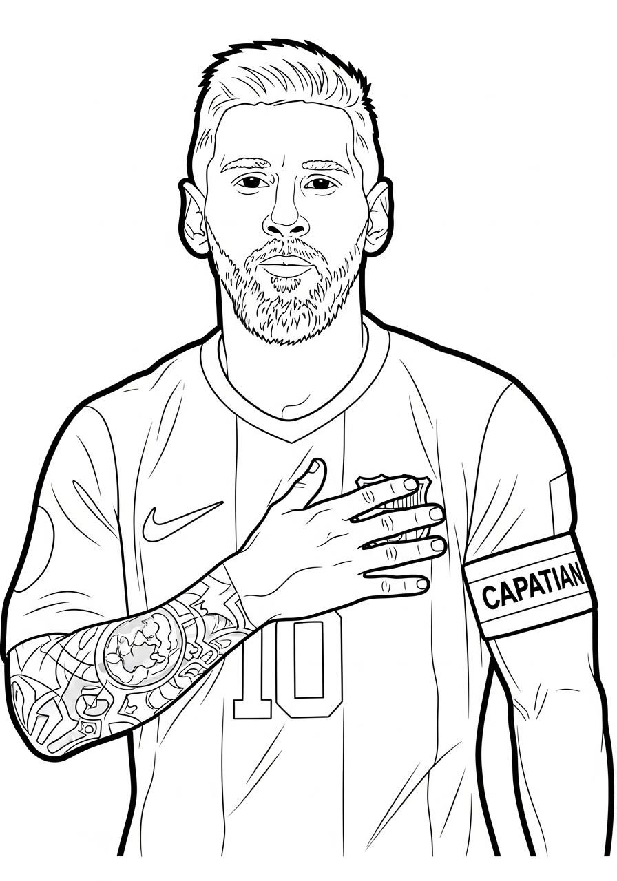 Argentina captain Messi portrait coloring page