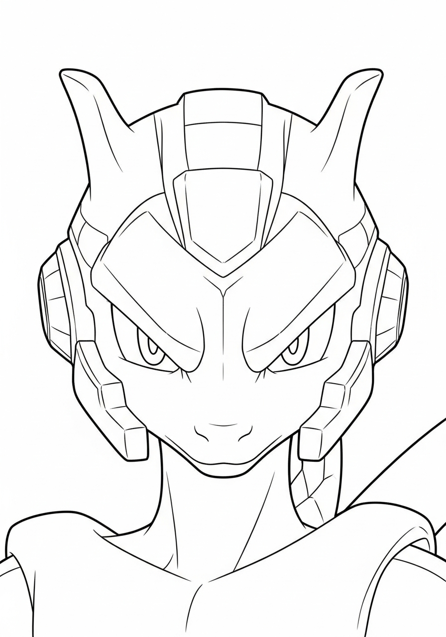 Mewtwo Coloring Pages 2 Armored Mewtwo helmet head coloring page