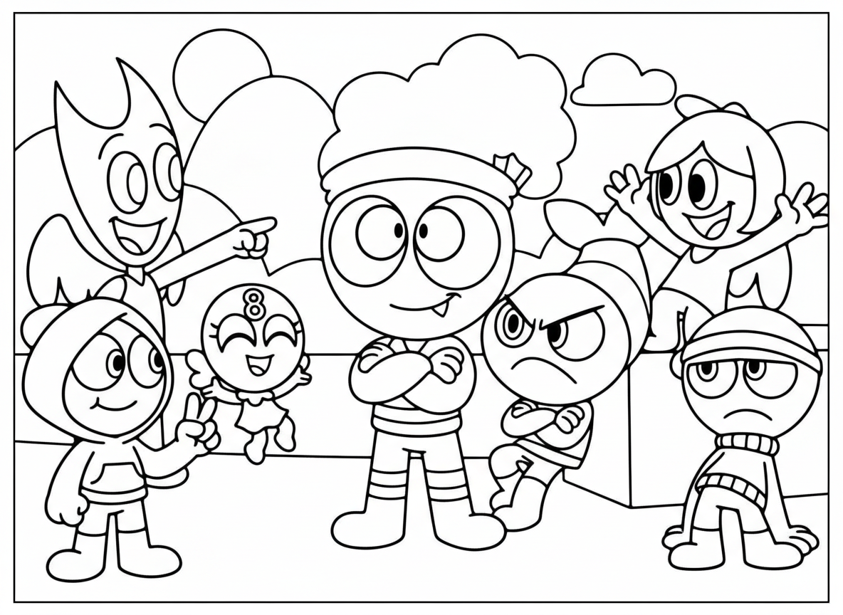Astro and Shrimpo friends Dandy’s World coloring page