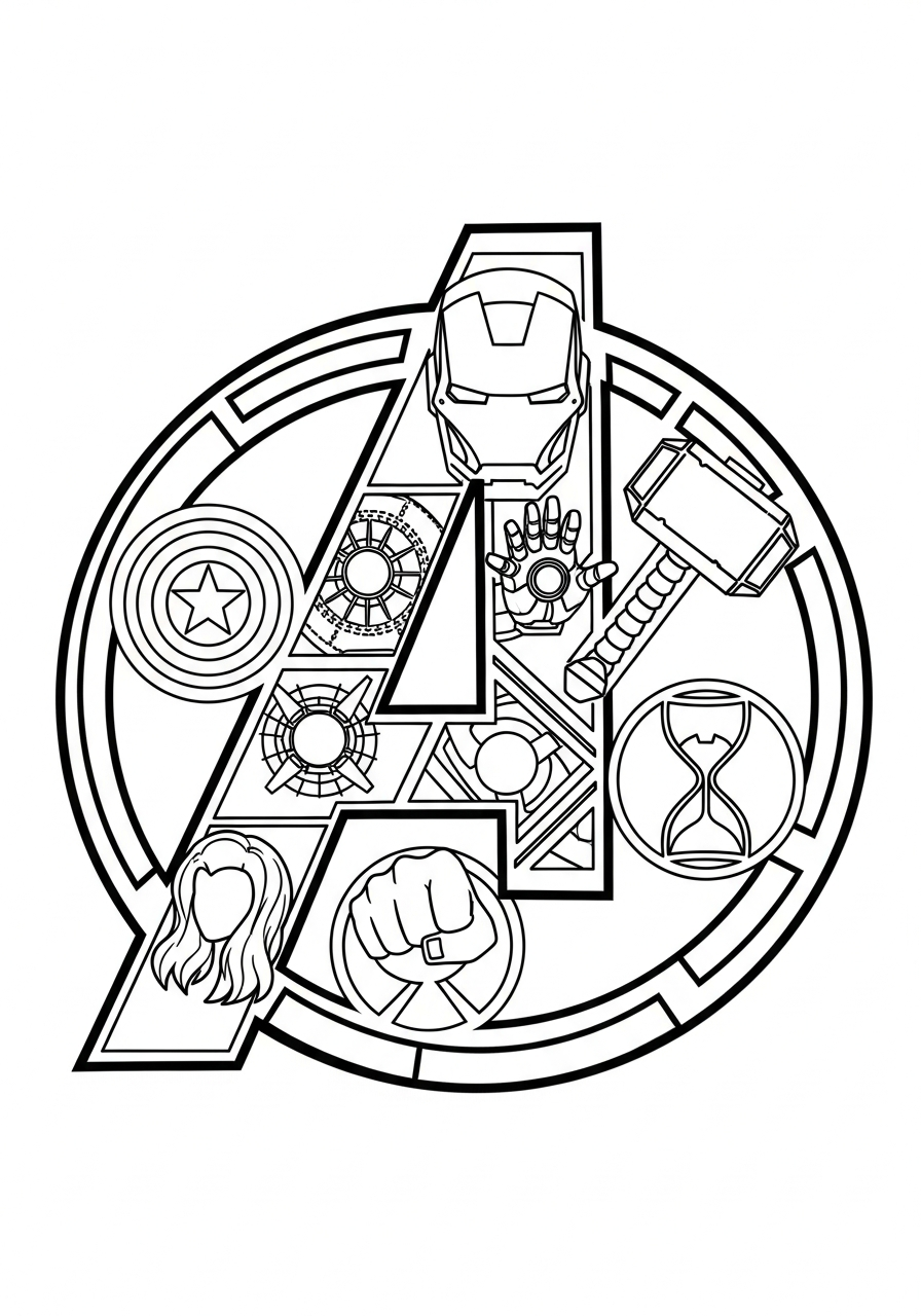 Avengers A logo symbol sign coloring page