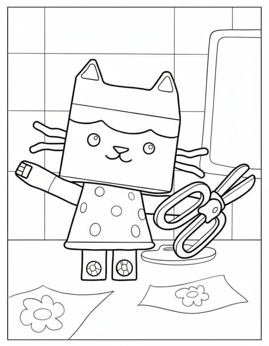 Baby Box using scissors Gabby’s Dollhouse coloring page