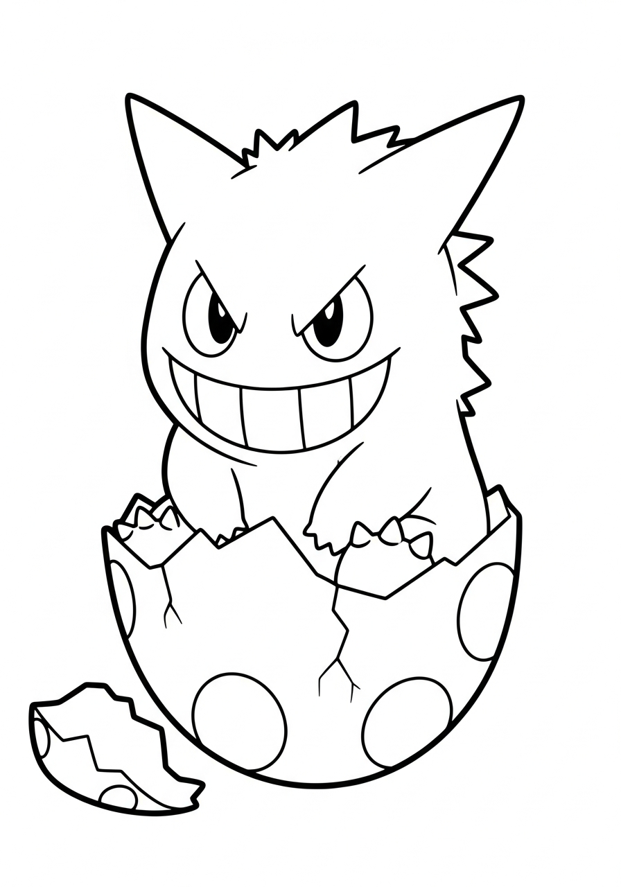 Gengar Coloring Pages 2 Baby Gengar inside egg coloring page