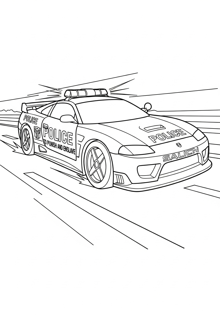 Barricade police car chase transformers coloring page