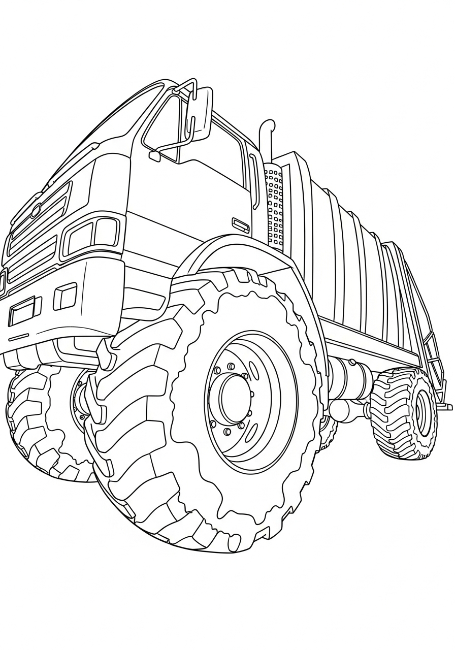Garbage Truck Coloring Pages 3 Big garbage truck tires coloring page