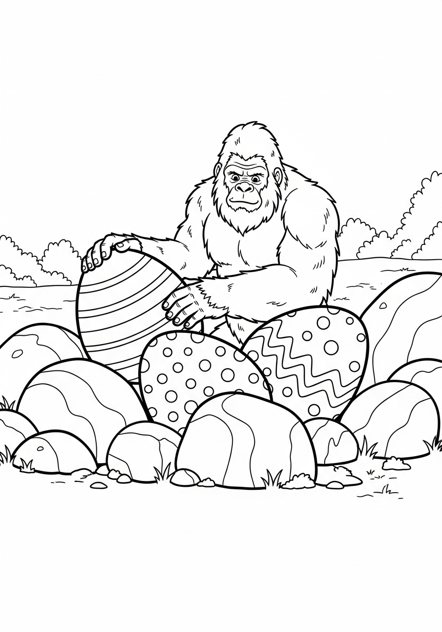 Bigfoot Coloring Pages 3 Bigfoot hiding easter eggs coloring page