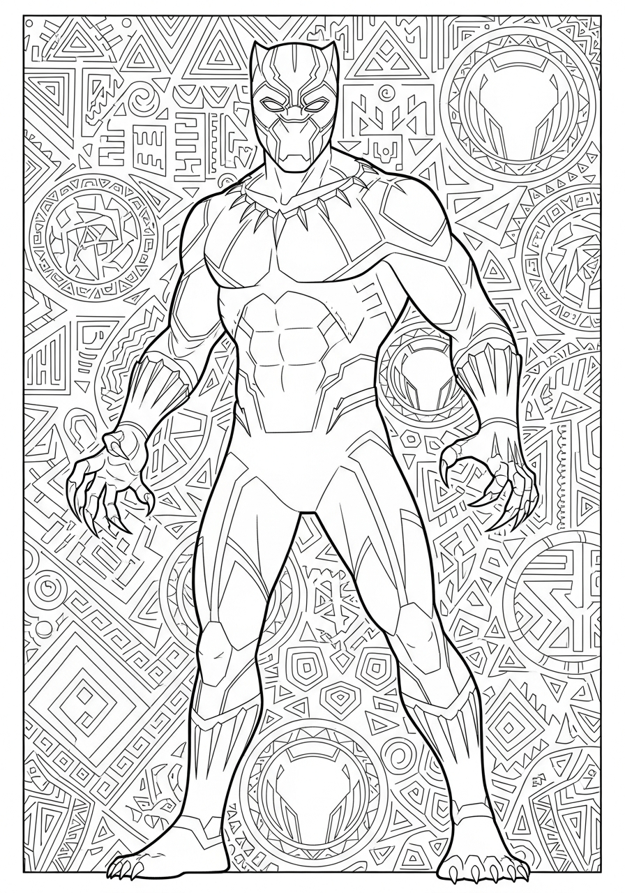 Black Panther standing with claws coloring page