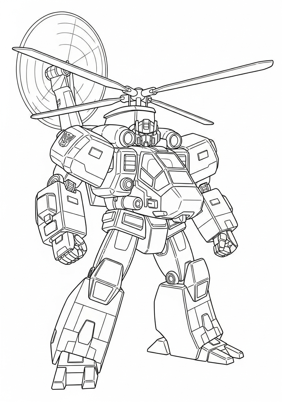 Blackout helicopter decepticon villain transformers coloring page