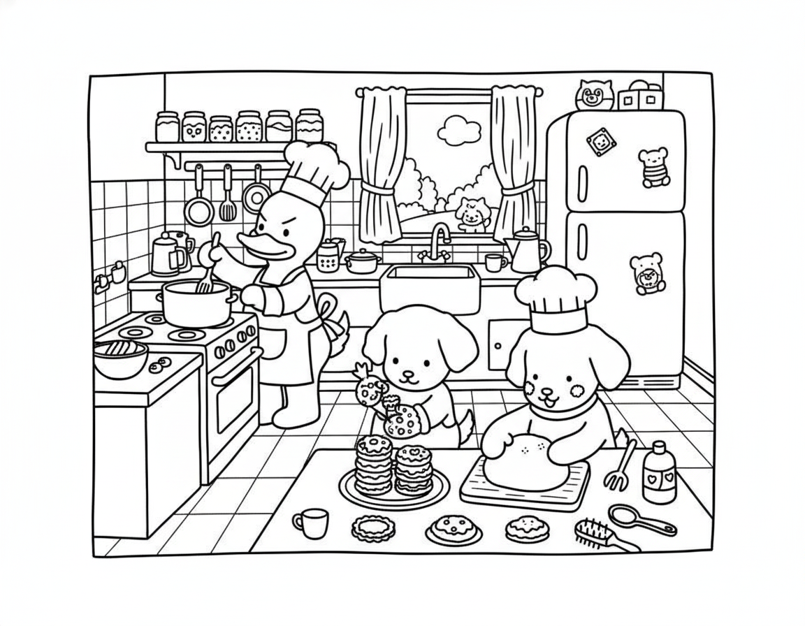 Bobbie Goods coloring pages baking cooking in kitchen