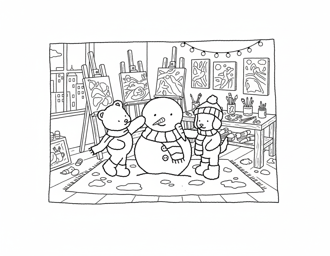 Bobbie Goods coloring pages building snowman inside