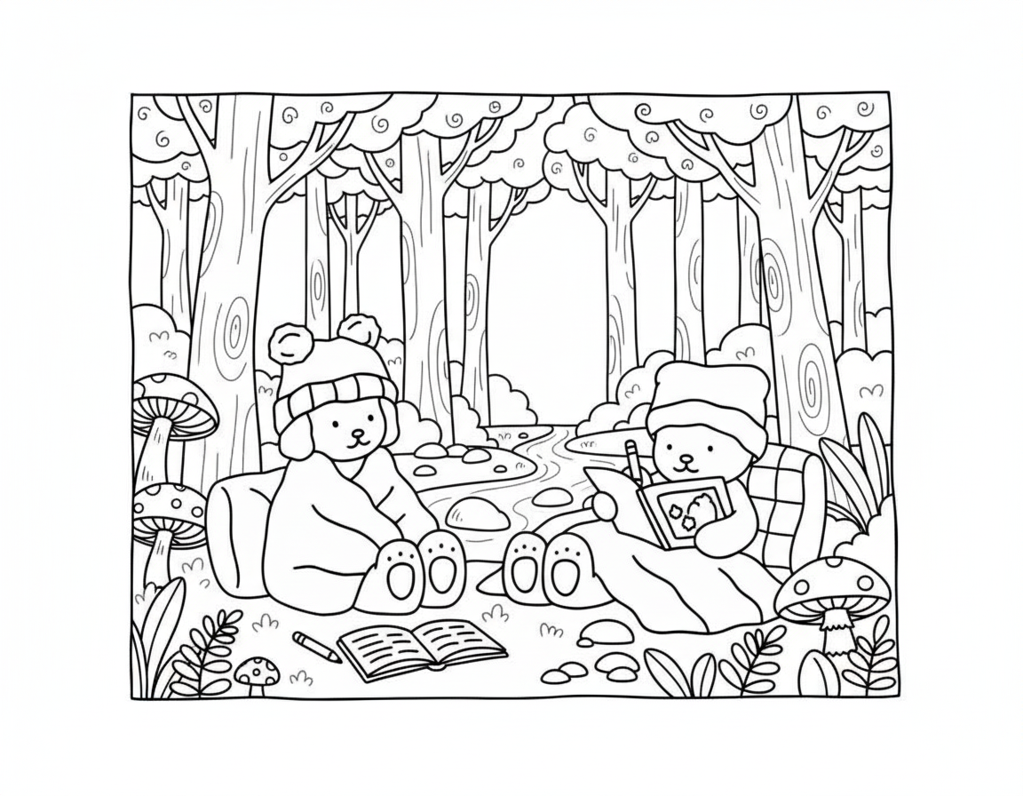 Bobbie Goods coloring pages camping and reading books