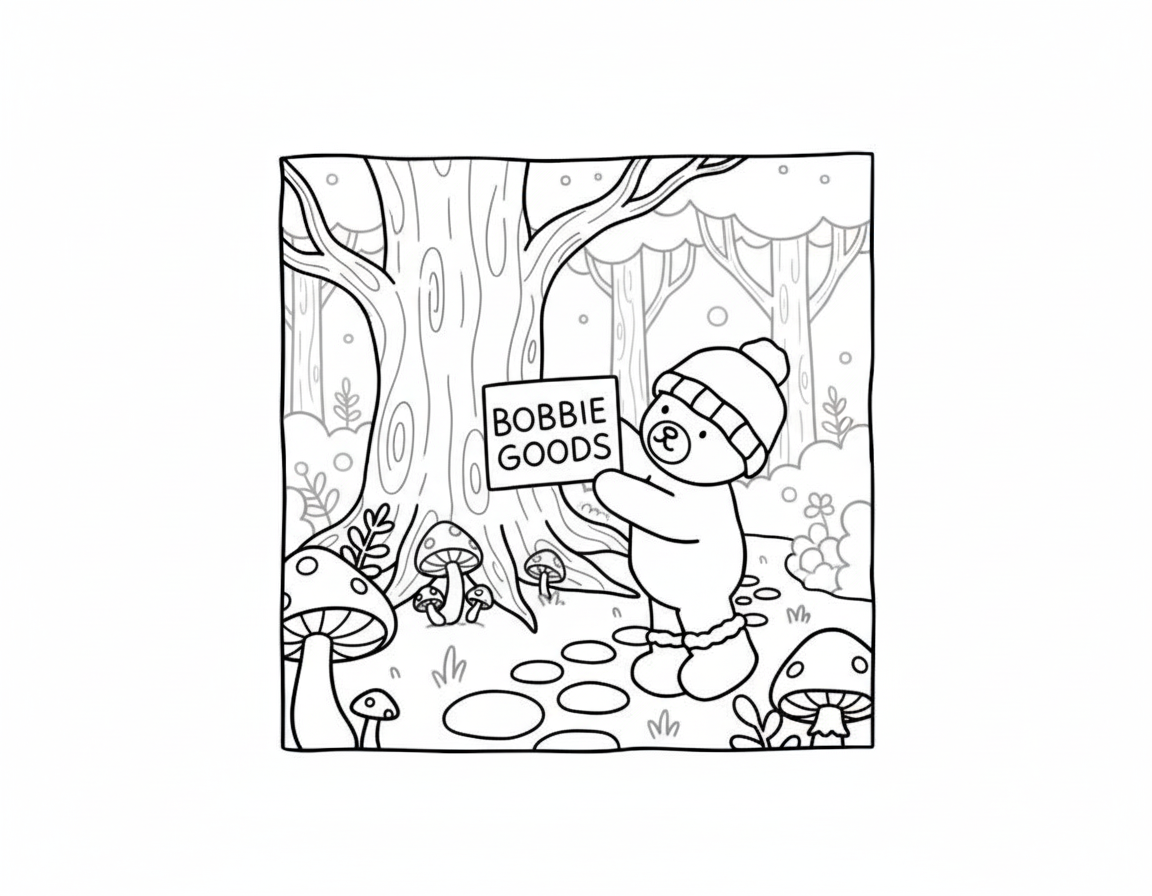 Bobbie Goods coloring pages cute bear holding sign