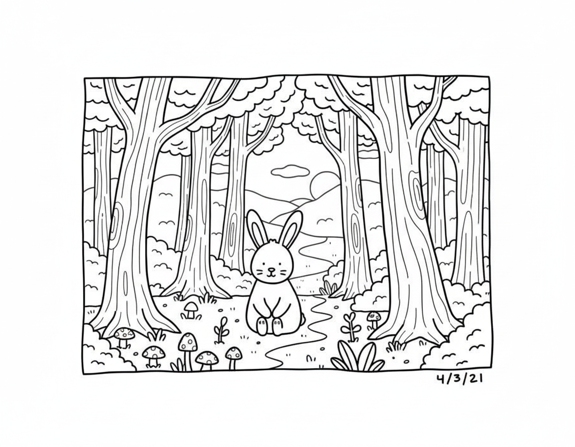 Bobbie Goods coloring pages cute bunny in forest