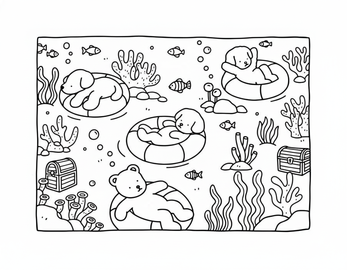 Bobbie Goods coloring pages floating in ocean underwater