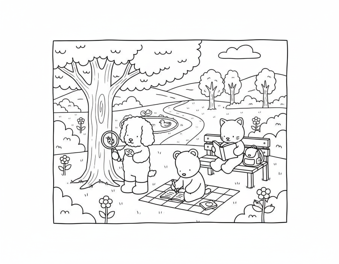 Bobbie Goods coloring pages friends playing in park