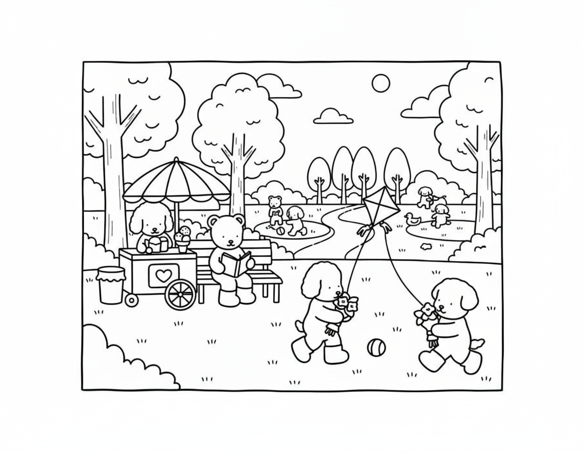 Bobbie Goods coloring pages kite flying and ice cream