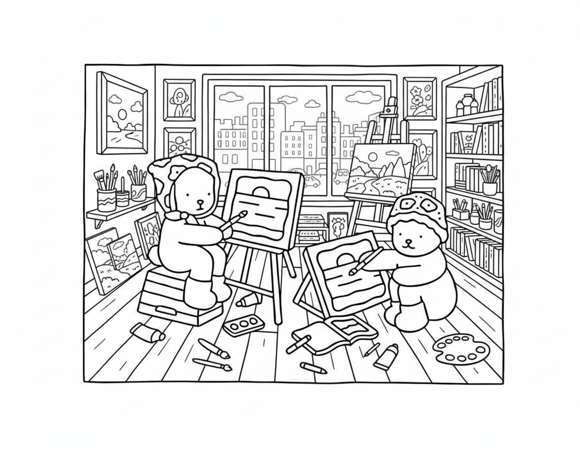 Bobbie Goods coloring pages painting art studio