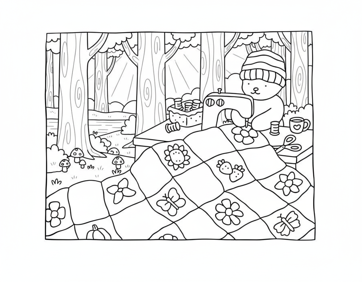 Bobbie Goods coloring pages sewing quilt machine