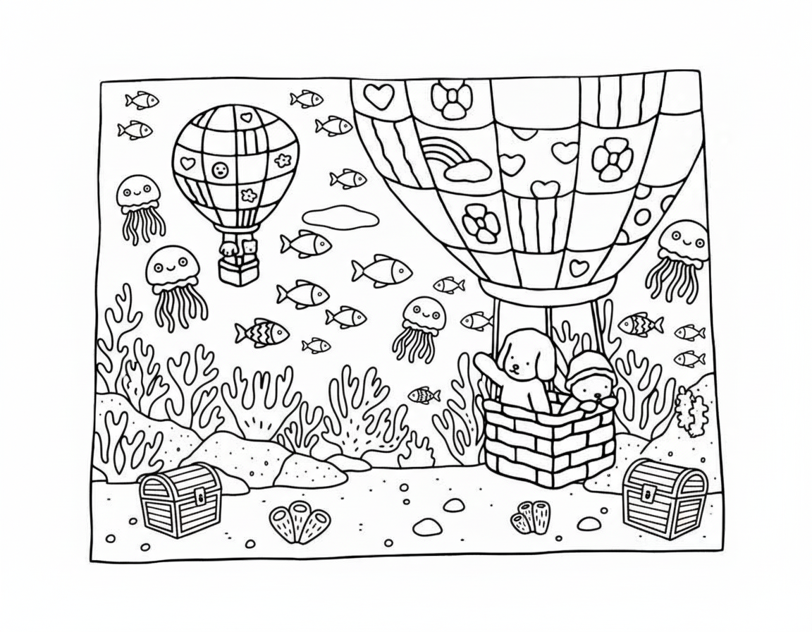 Bobbie Goods coloring pages underwater hot air balloon