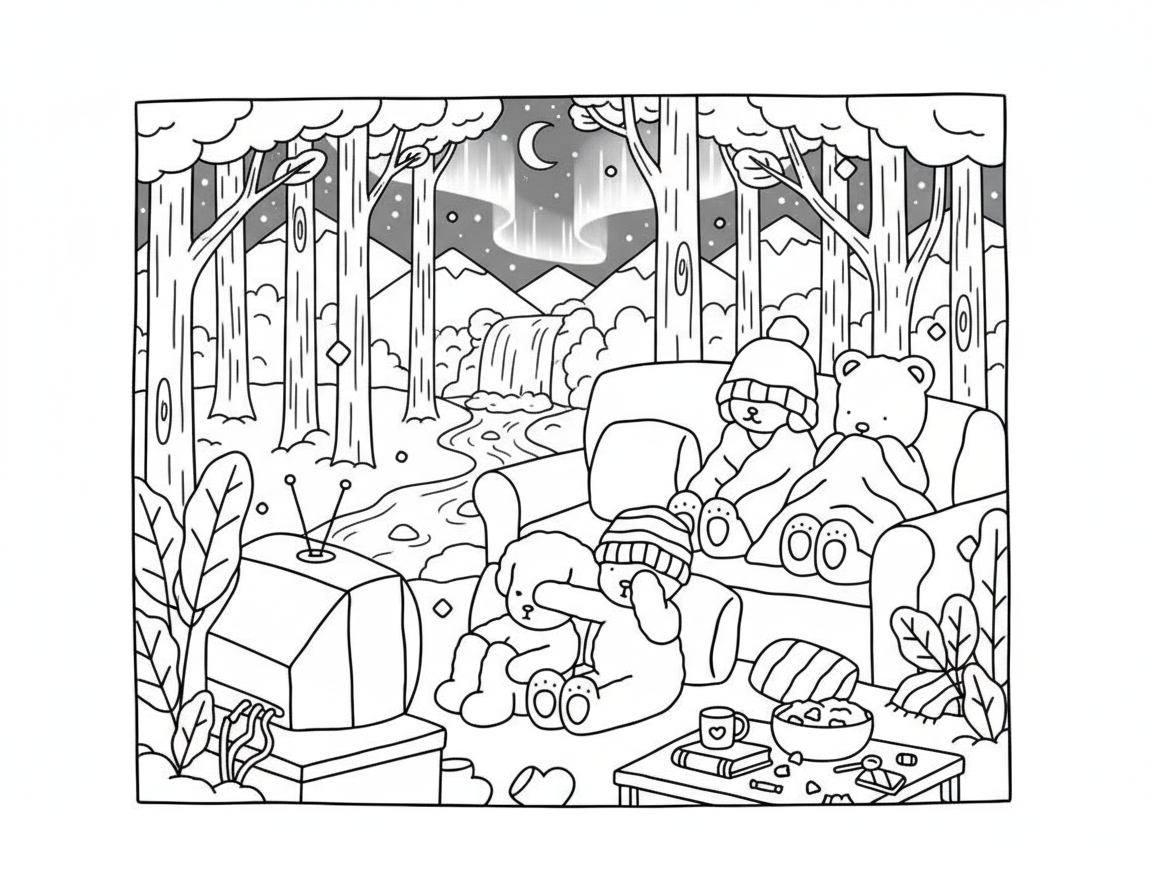 Bobbie Goods coloring pages watching tv northern lights