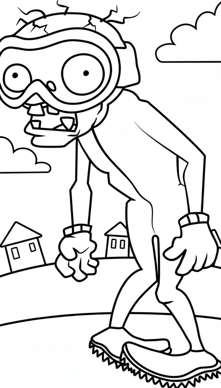 Bobsled Zombie Plants vs Zombies coloring page