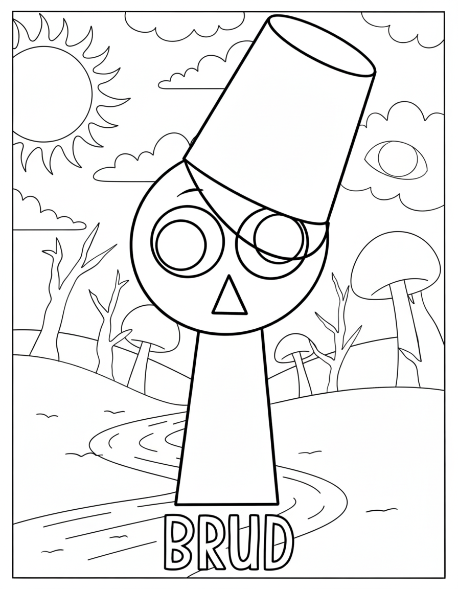 Brud in haunted forest Sprunki coloring page