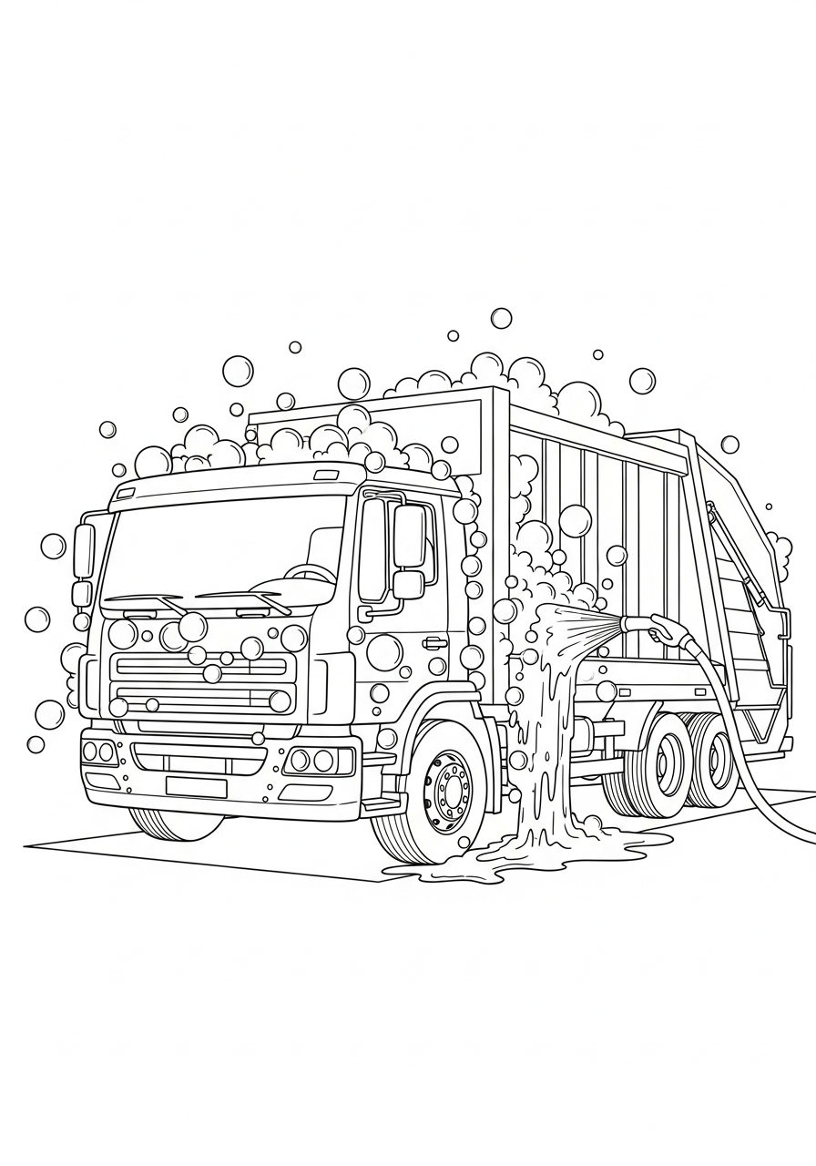 Garbage Truck Coloring Pages 5 Bubble wash for garbage truck coloring page