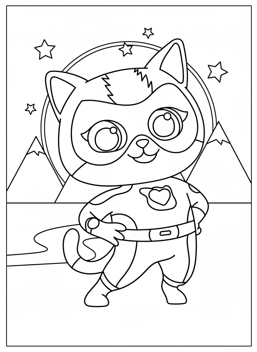 Buddy hero stance SuperKitties coloring page