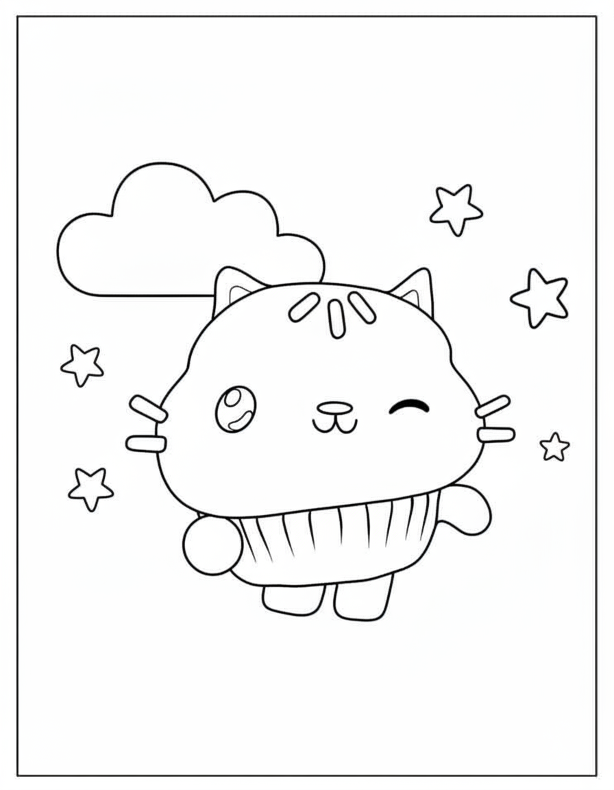 Cakey Cat cousins Gabby’s Dollhouse coloring page