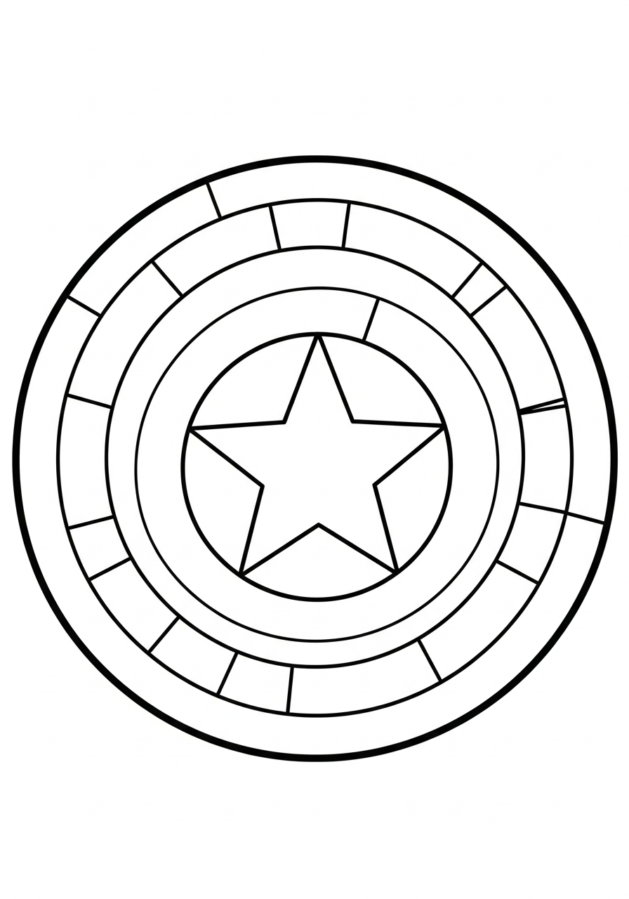 Captain America shield star symbol coloring page
