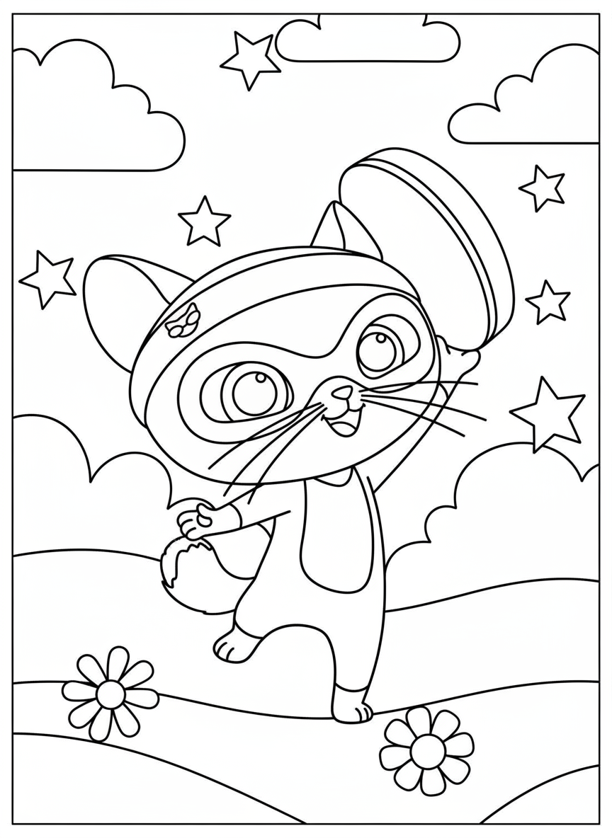 Cat Burglar holding object SuperKitties coloring page
