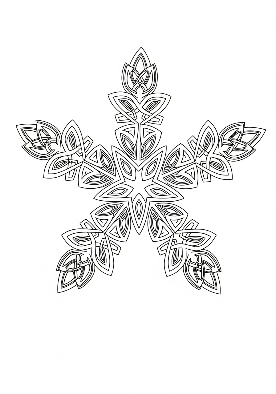 Celtic knot woven snowflake coloring page