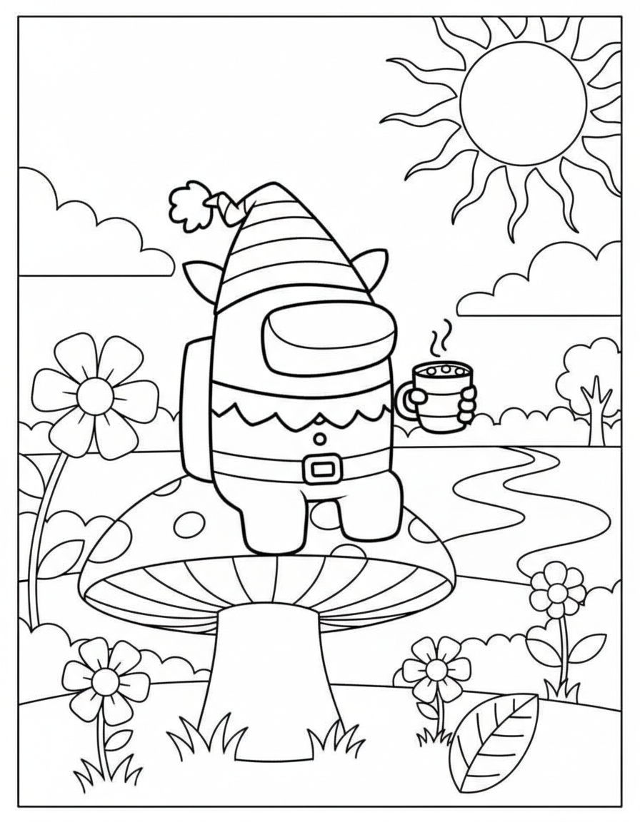 Christmas Elf skin Among Us coloring page
