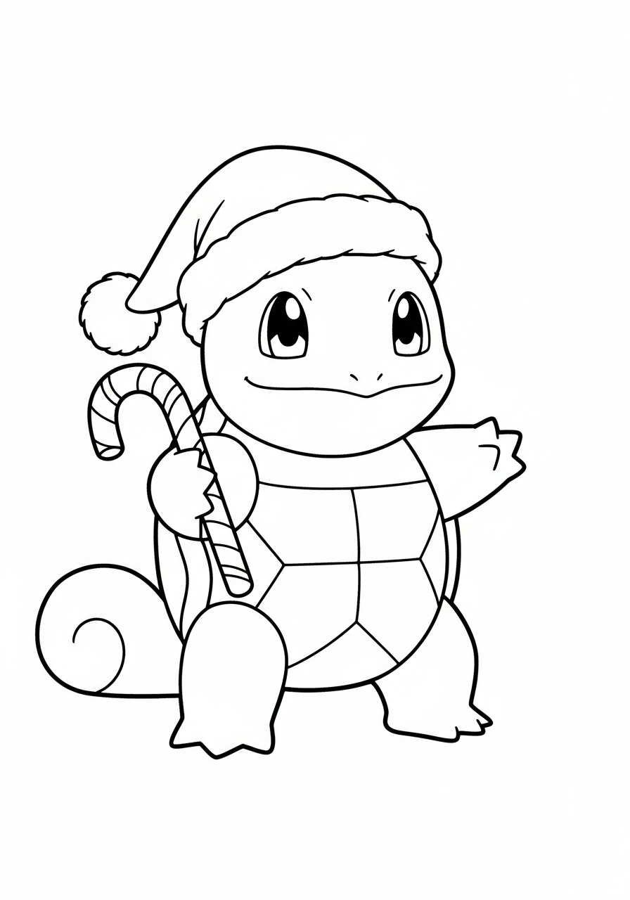 Christmas Santa hat Squirtle coloring page